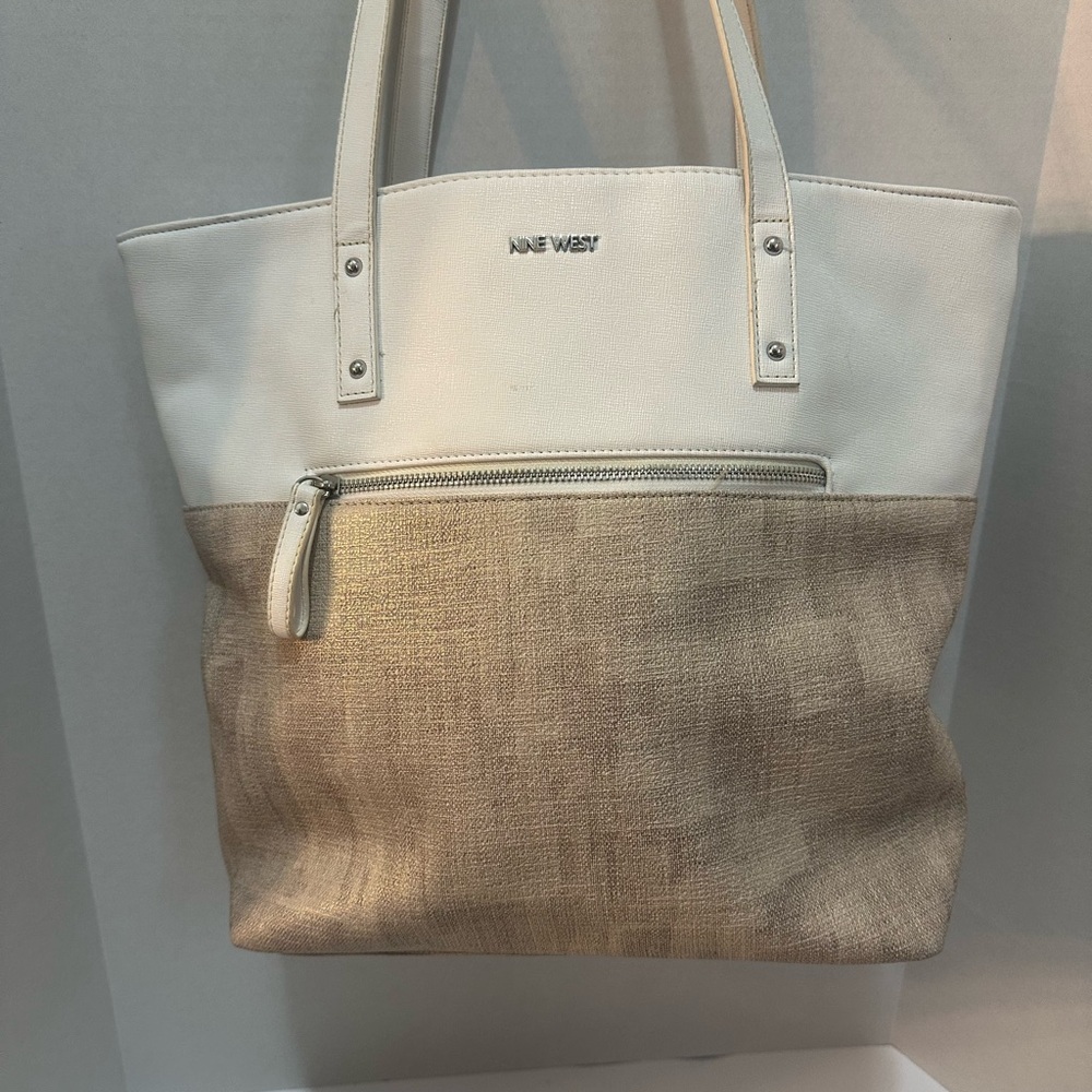 Nine West Cream and Tan Tote Bag
